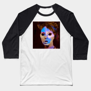 CHAOS Creepy Glitch Art Portrait Baseball T-Shirt